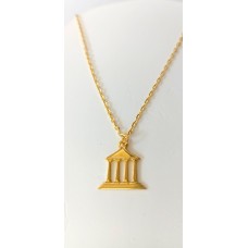 Ασημένιο κολιέ επιχρυσωμένο - Αρχαιοελληνικός ναός (SN148)